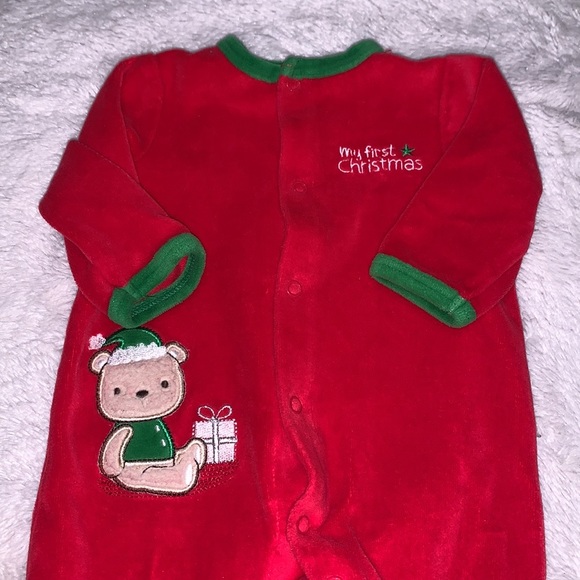 (3 for $10) little me Christmas footie/sleeper - Picture 2 of 4